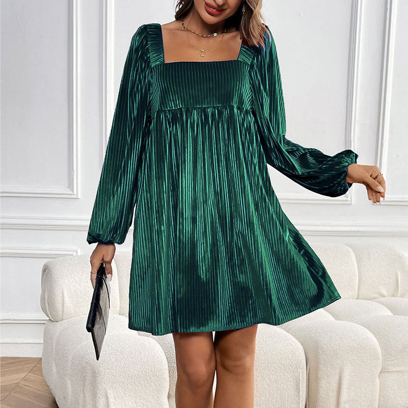 Damen Oversized Kleid mit eleganter Rüschendetail und luxuriösem Cordstoff Drune