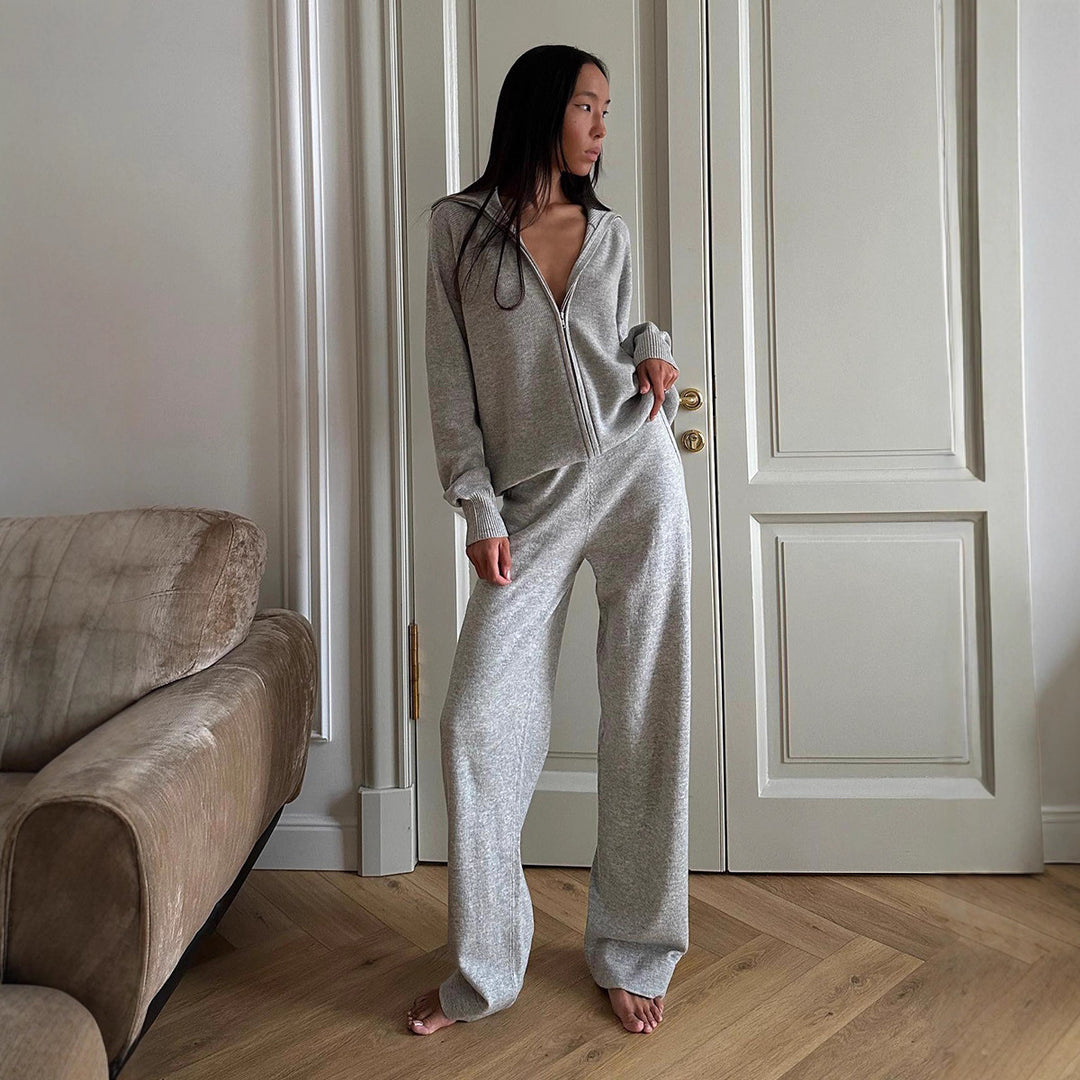 Damen Fleece-Jogginganzug mit Stehkragen und praktischem Reißverschluss Drune