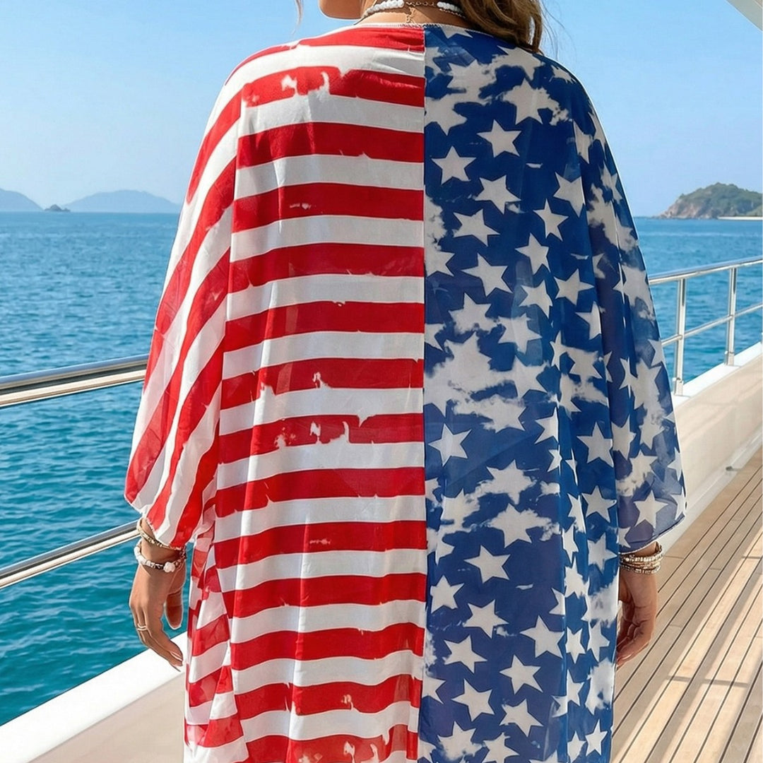 Damen luftiger Strandkimono mit Sternenmotiven Drune