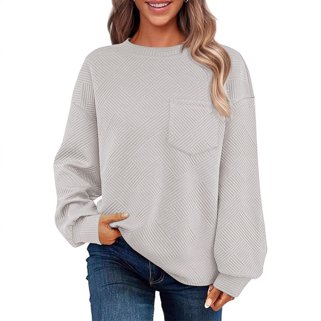 Damen lässiger Pullover mit strukturiertem Muster Drune
