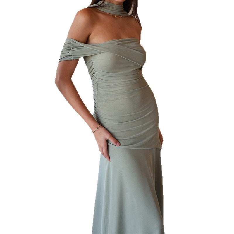 Damen Raffiniertes schulterfreies Maxikleid mit Rüschendetails Drune