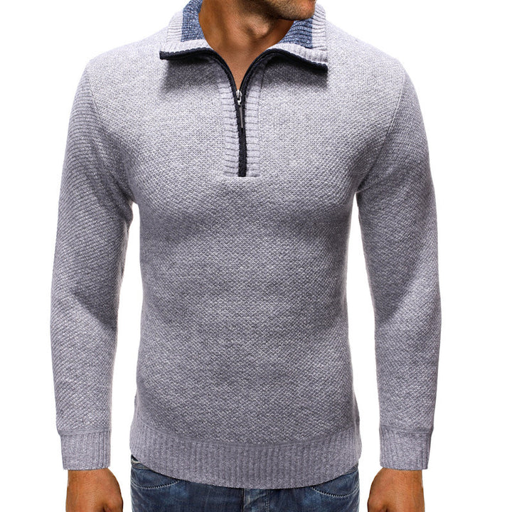 Herren luxuriöser Strickpullover mit modernem Stehkragen und Reißverschluss Drune