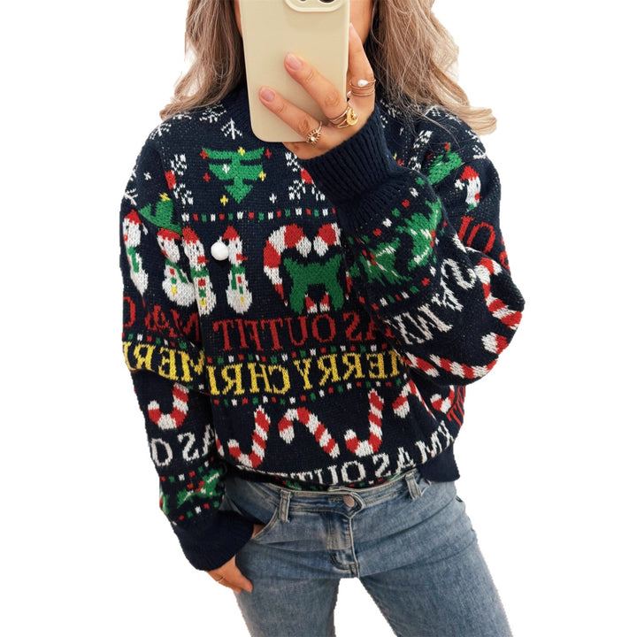 Damen Weihnachts-Pullover mit nordischem Design und festlichen Motiven Drune