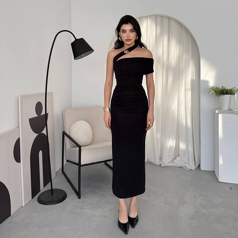 Damen Elegantes Wickelabendkleid mit asymmetrischem Schnitt und figurformendem Design Drune