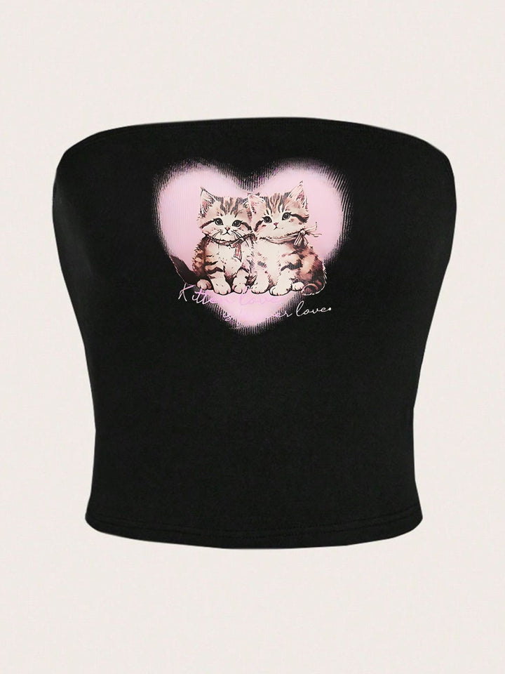 Damen Bandeau-Top mit elegantem Spitzenbandmotiv Drune
