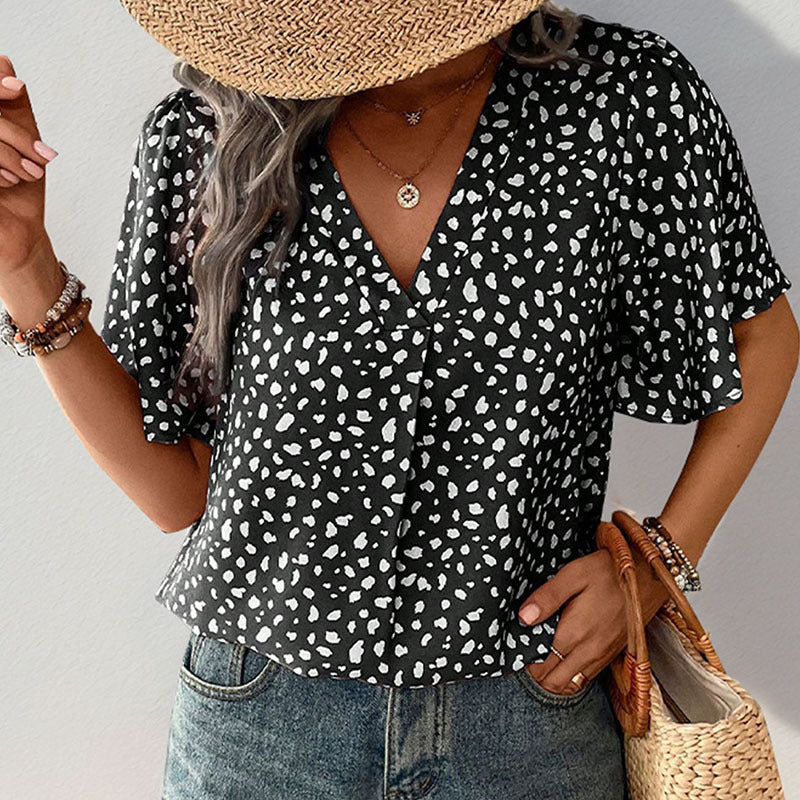 Damen Bluse mit lockerem Schnitt und voluminösen Ärmeln Drune