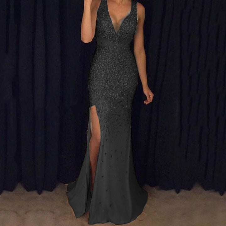 Damen Glamouröses Paillettenkleid mit figurbetontem Schnitt und seitlichem Schlitz Drune