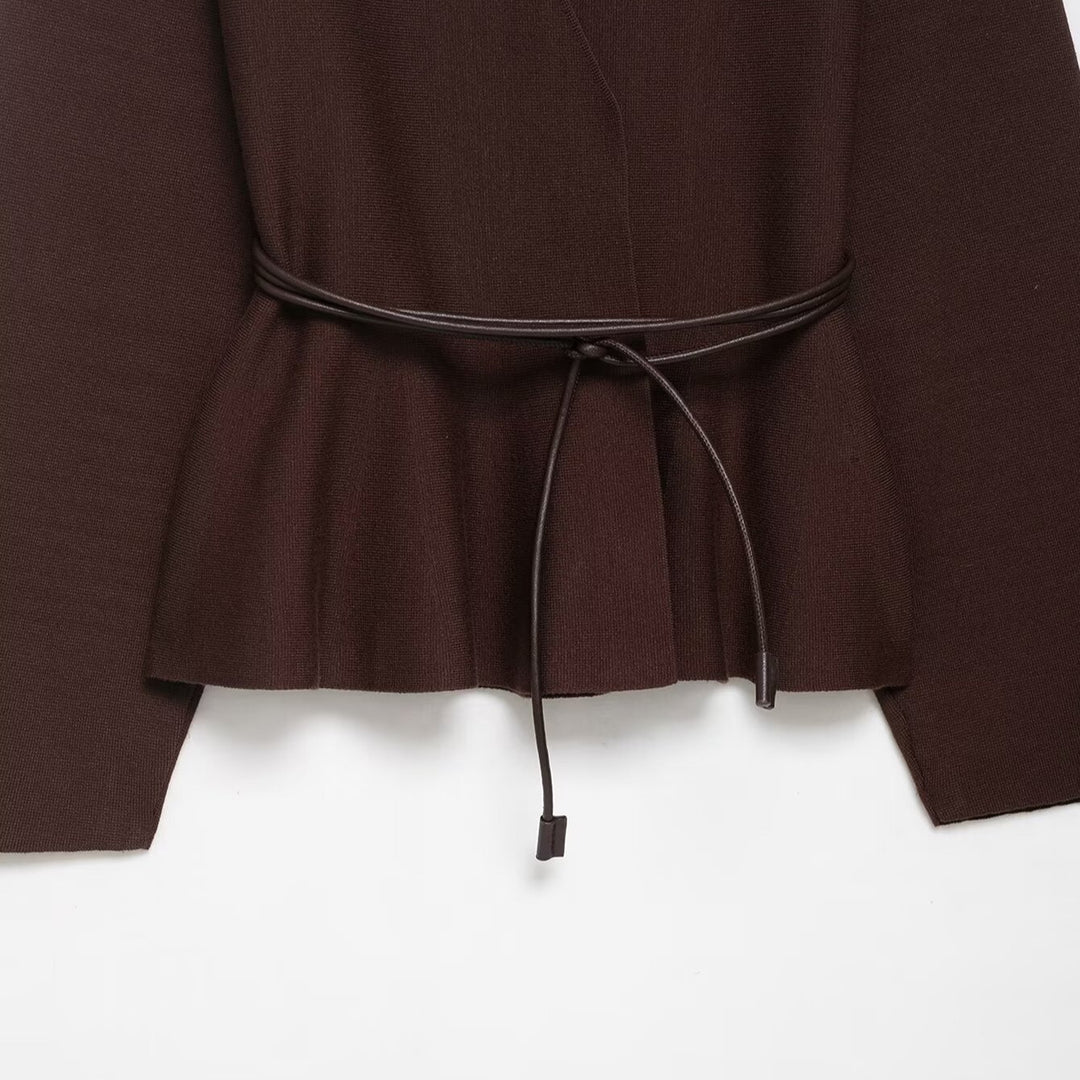 Damen elegante Wickeljacke mit Taillenbindung und weichem Stoff Drune