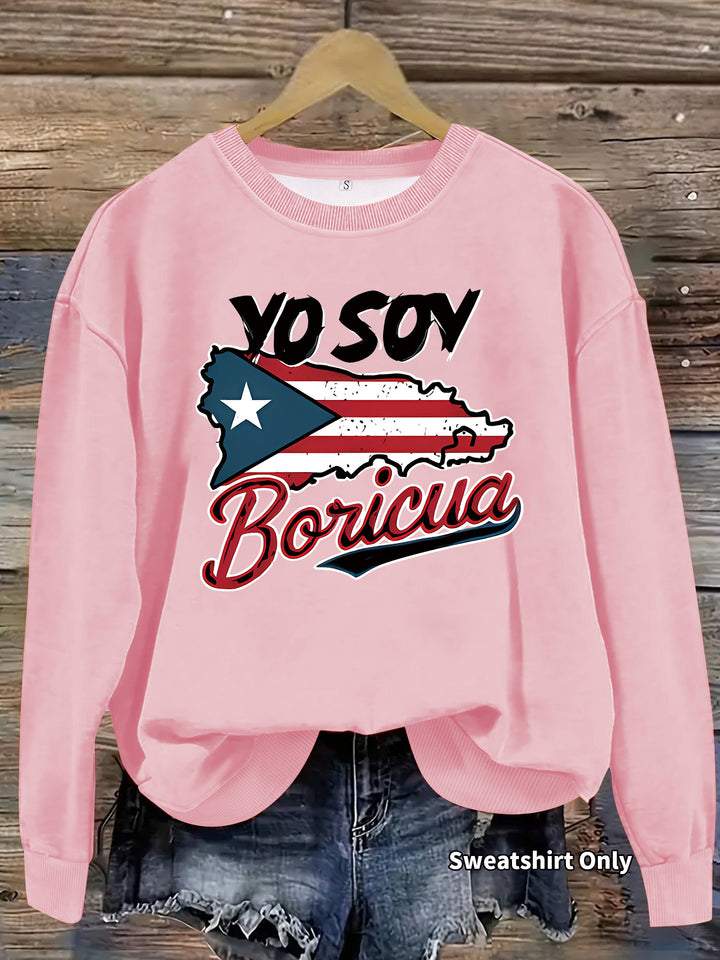 Damen Sweatshirt mit kreativem Puerto Rico Design und lässigem Schnitt Drune