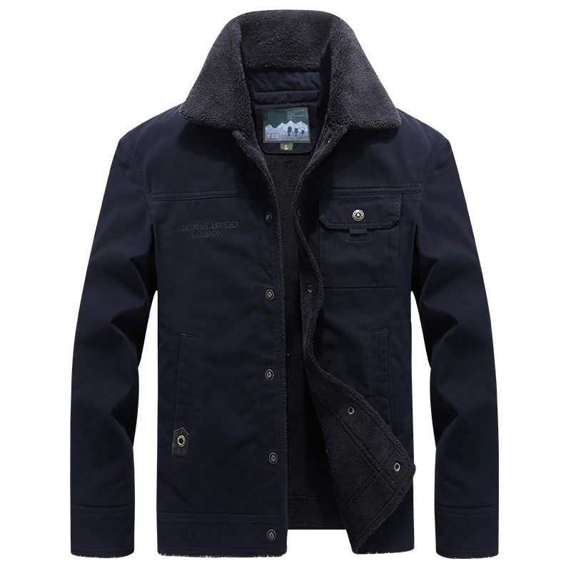 Herren nan robuste Thermo-Canvasjacke im Fieldstil mit Teddyfutter, verdeckter Druckknopfleiste und multifunktionalen Brusttaschen Drune