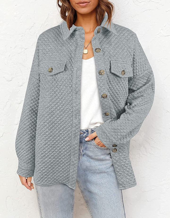 Damen gesteppte Overshirtjacke mit praktischen Brusttaschen und modernem Schnitt Drune