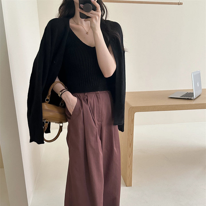 Damen kuscheliger Strickcardigan mit offenen Ärmeln und weich flauschiger Textur Drune