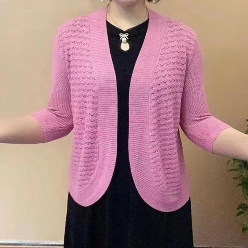 Damen Strickjacke mit 3/4-Ärmeln und strukturiertem Muster Drune