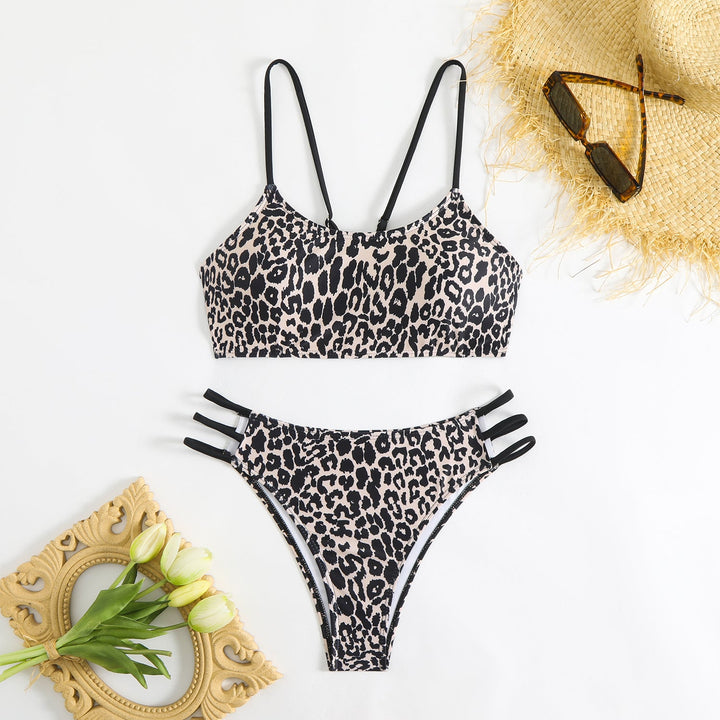 Damen Triangel-Bikini mit aufregendem Leopardenmuster und sportlichen Details Drune