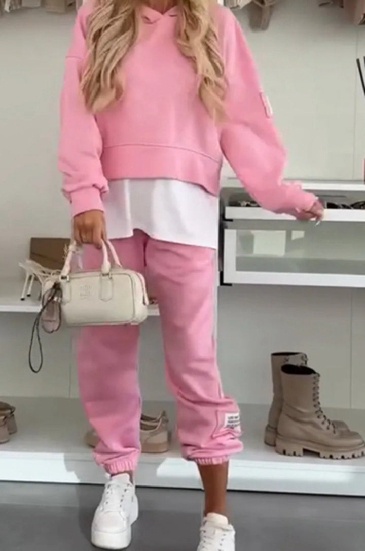 Damen lässiges Hoodie-Set mit elastischem Bund und voluminösen Ärmeln Drune