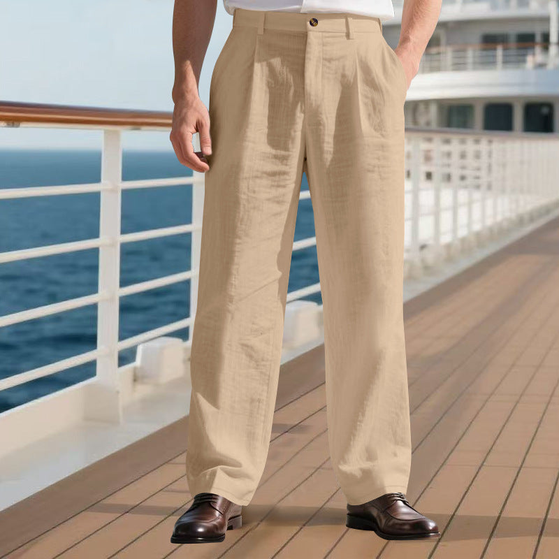 Herren elegante Freizeit-Hose mit weichem Stoff und weitem Schnitt Drune