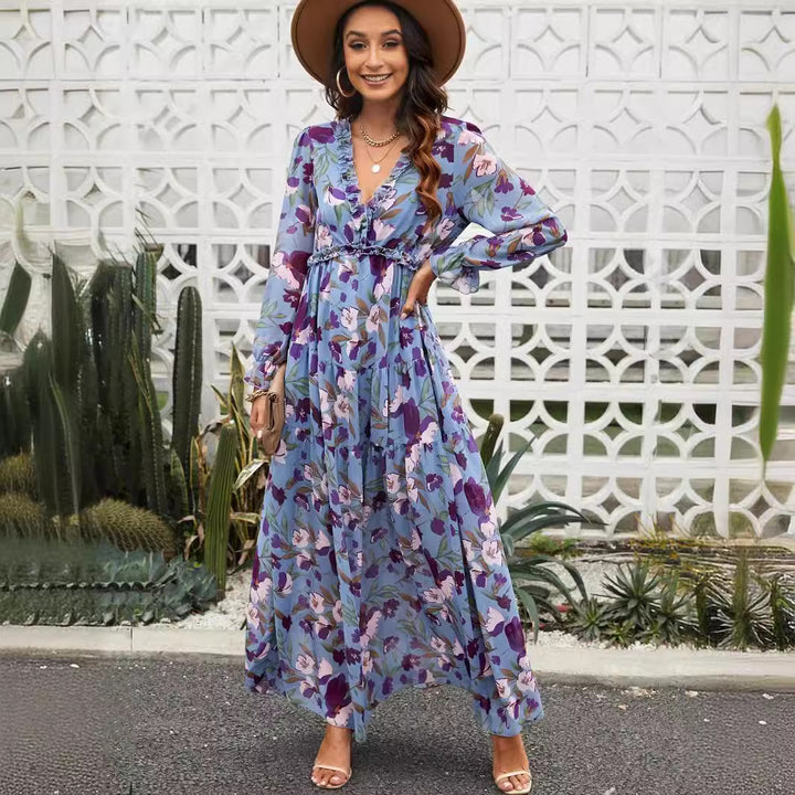 Damen Maxikleid mit floralen Mustern Drune