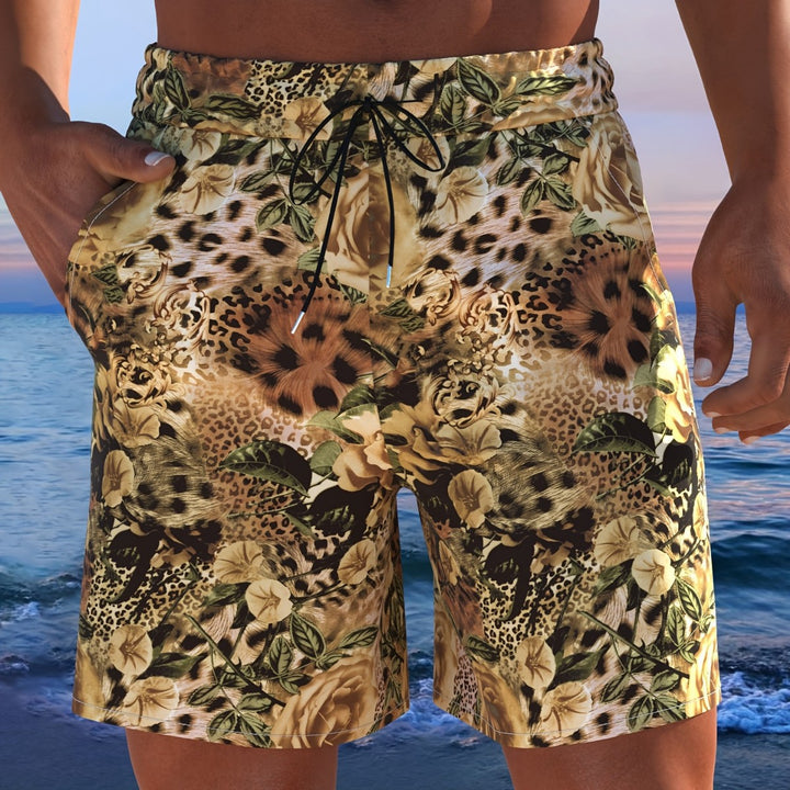 Herren Badeshorts mit animalischem Muster und elastischem Bund Drune