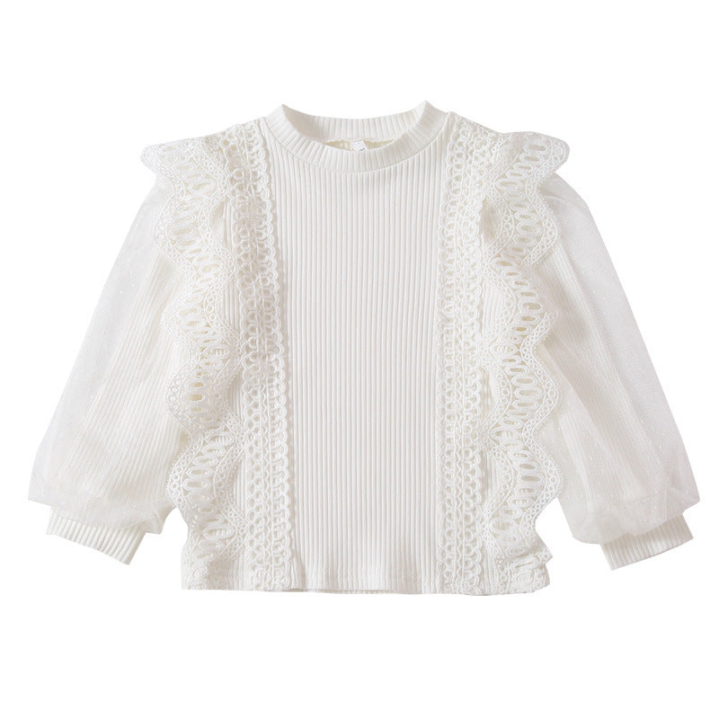 Mädchen Sweatshirt mit romantischen Rüschenärmeln Drune