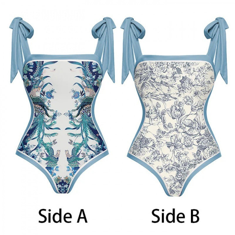 Damen Badeanzug-Set mit elegantem Wickelrock und modischen Schleifen Drune