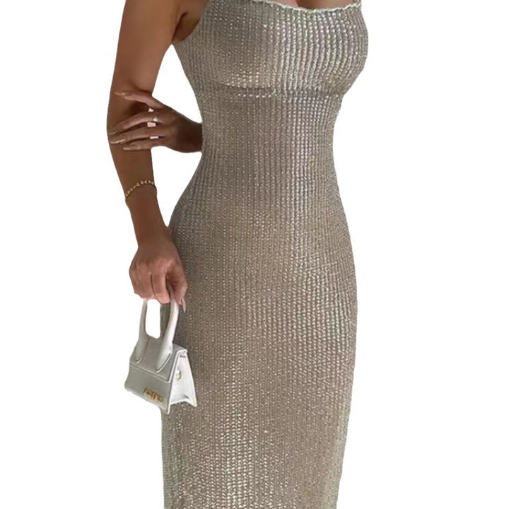 Damen Glamouröses Paillettenkleid mit Spaghetti-Trägern und figurbetonter Silhouette Drune