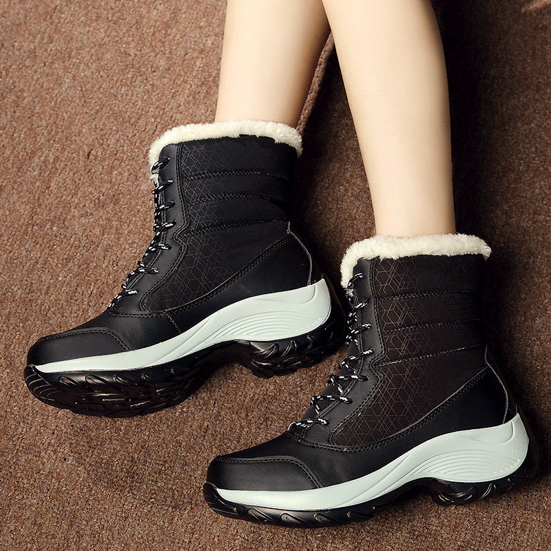 Damen Warme Winterstiefel mit Fleece-Futter und rutschfester Sohle Drune