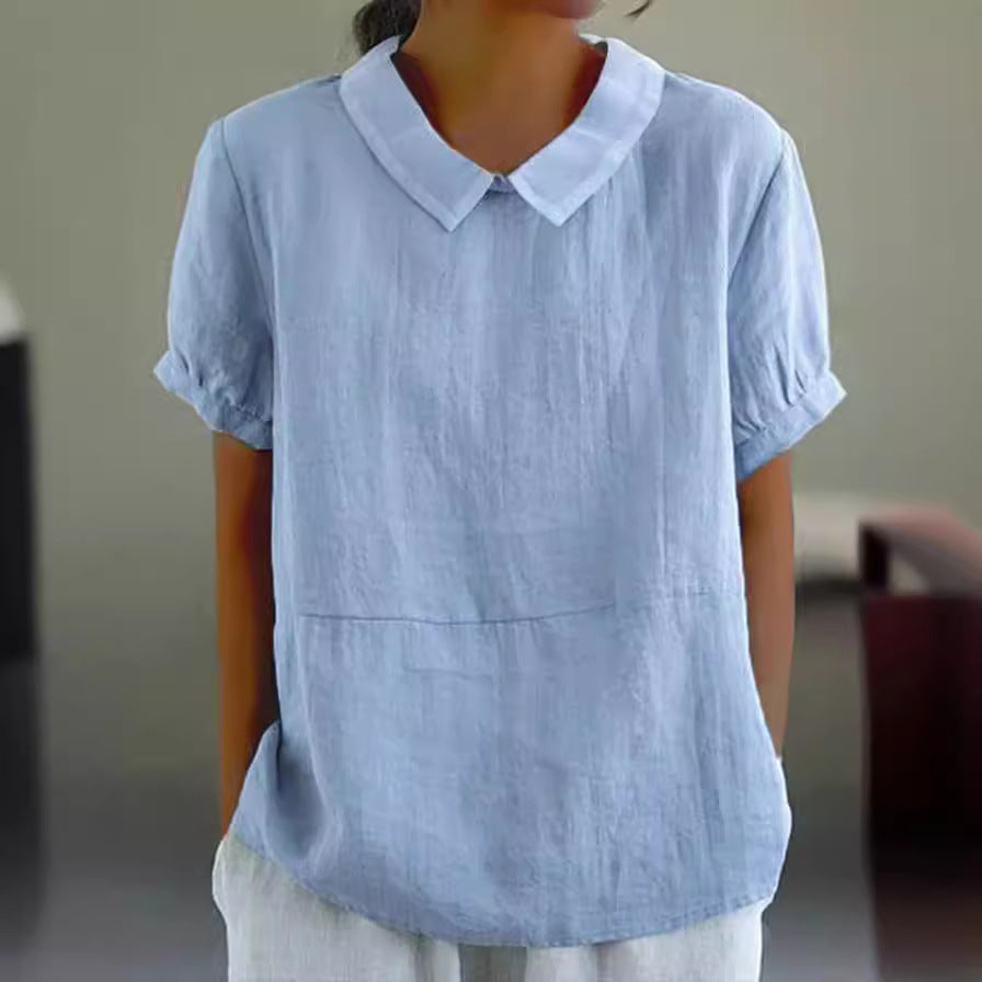 Damen Bluse mit klassischem Kragen und Kurzarm Drune