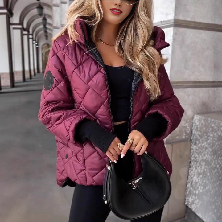 Damen nan gesteppte Kapuzen-Winterjacke mit wattierter Thermofüllung, durchgehendem Reißverschluss und elastischen Bündchen Drune