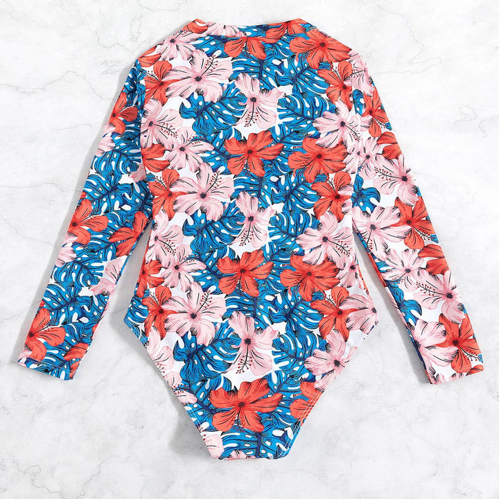 Damen Langärmliger Schwimmanzug mit floralem Muster Drune