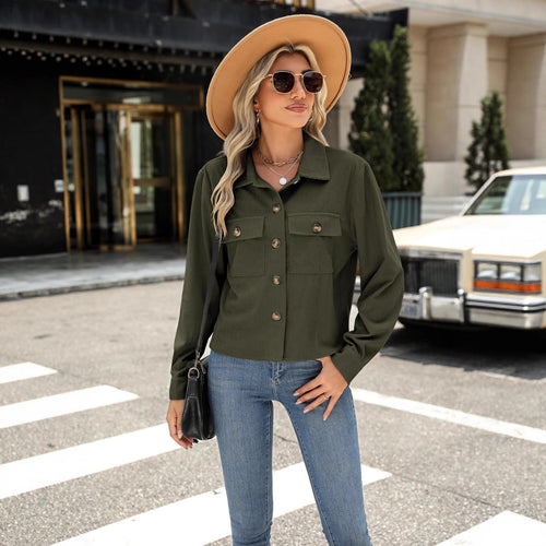 Damen lässige Utility-Jacke mit Patten und Knöpfen Drune