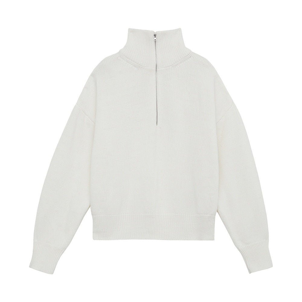 Damen Pullover mit hohem Kragen und Reißverschluss Drune