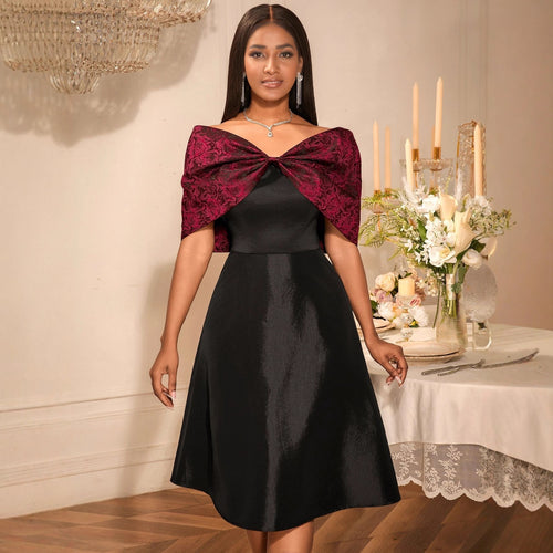 Damen elegantes Cocktailkleid mit modischem Schulterdesign Drune