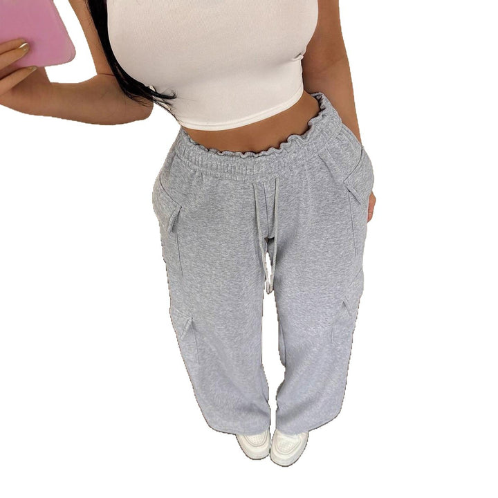 Damen lässige Cargo-Hose mit weitem Bein und praktischen Taschen Drune