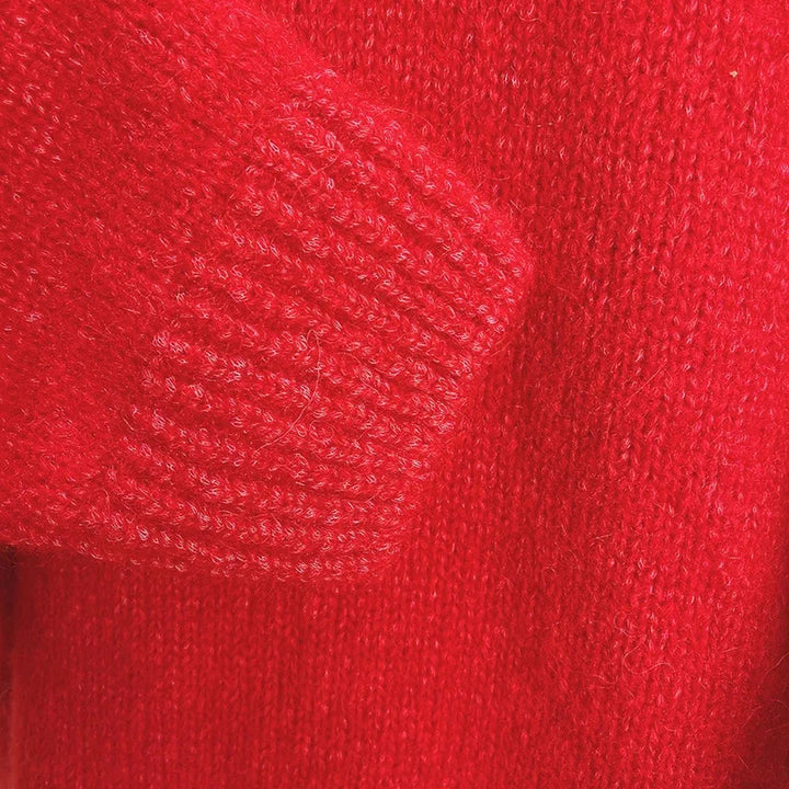 Damen Gemütlicher Strickpullover mit auffälligem Schriftzug Drune