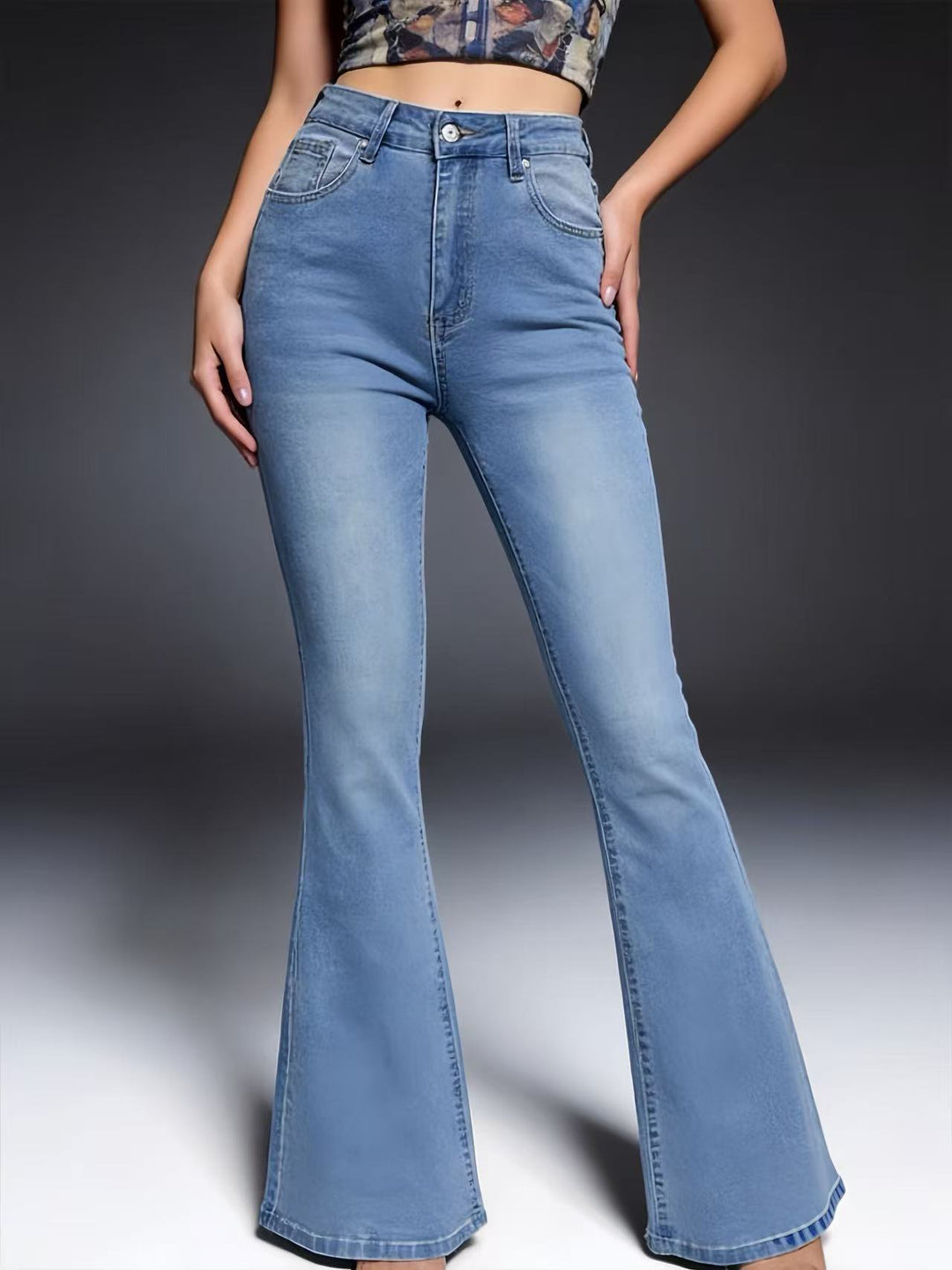 Damen Bootcut Jeans mit hohem Bund und trendiger Waschung Drune