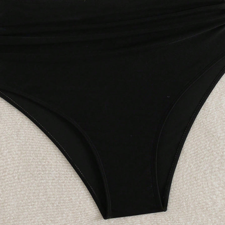 Damen Hochgeschnittener Bikini mit gestreiften Crop-Oberteil Drune