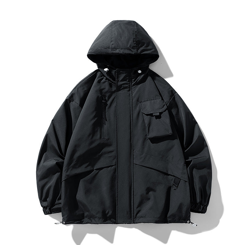 Herren technische Outdoor-Jacke mit multifunktionalen Taschen und verstellbarer Kapuze Drune