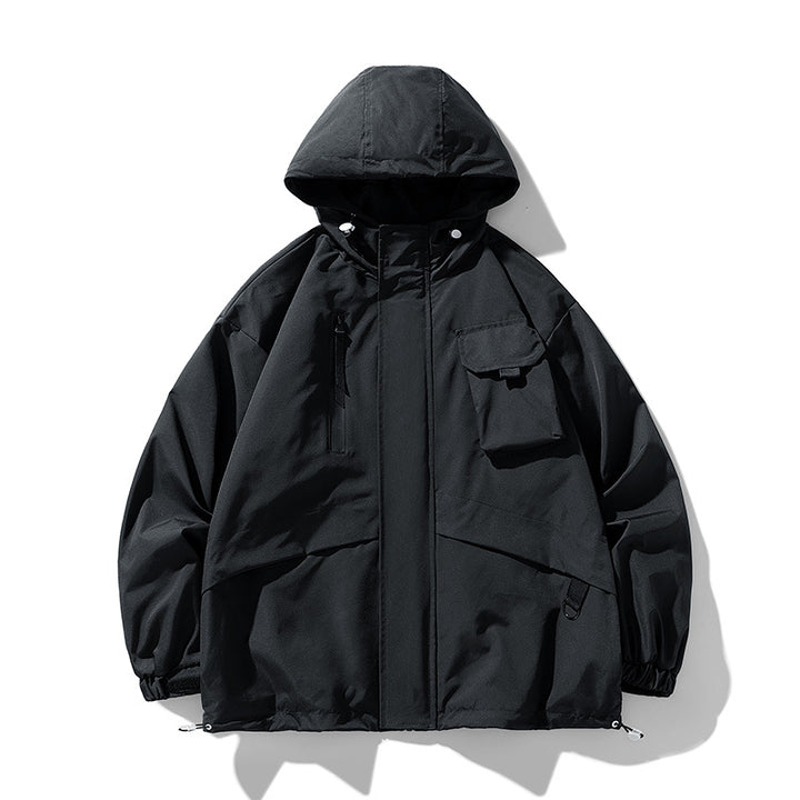 Herren technische Outdoor-Jacke mit multifunktionalen Taschen und verstellbarer Kapuze Drune