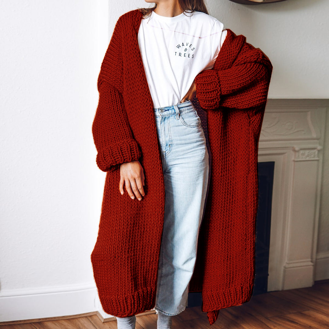 Damen Langärmeliger Grobstrick Cardigan Drune