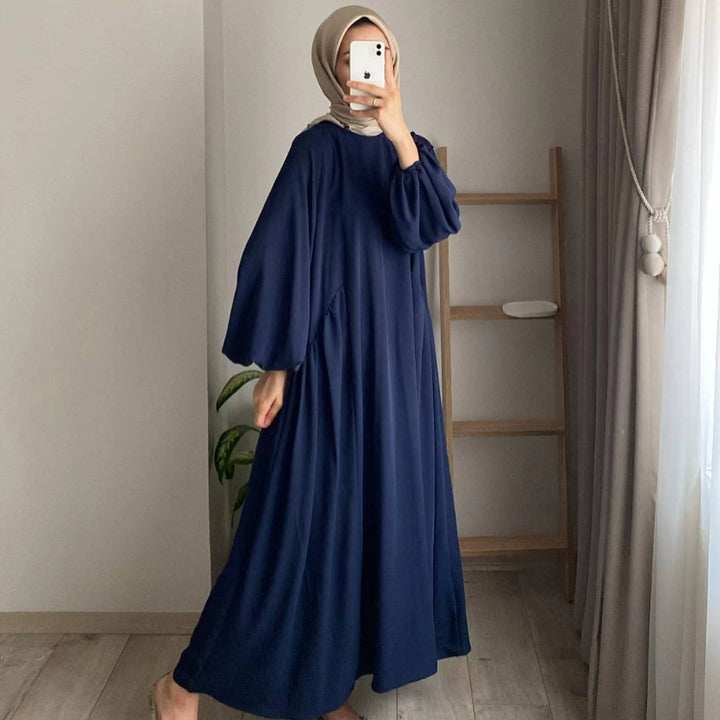 Damen elegantes Maxikleid mit voluminösen Ärmeln und fließendem Schnitt Drune