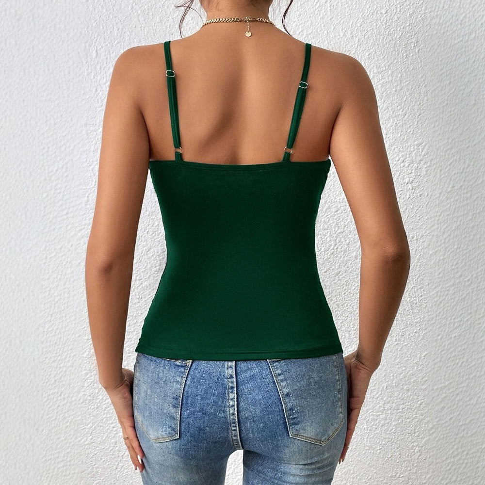 Damen Wickel-Top im schlichten Design mit Spaghettiträgern Drune