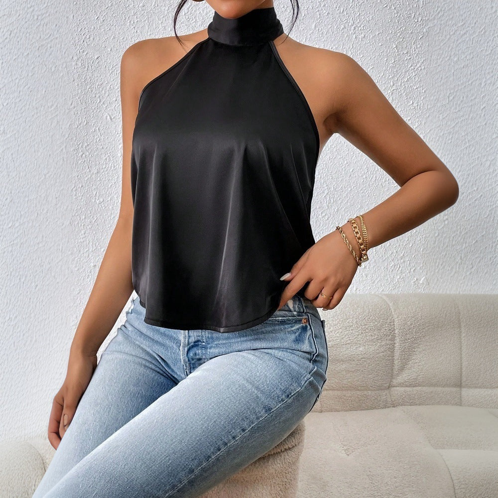 Damen elegantes Haltertop mit seidigem Finish Drune