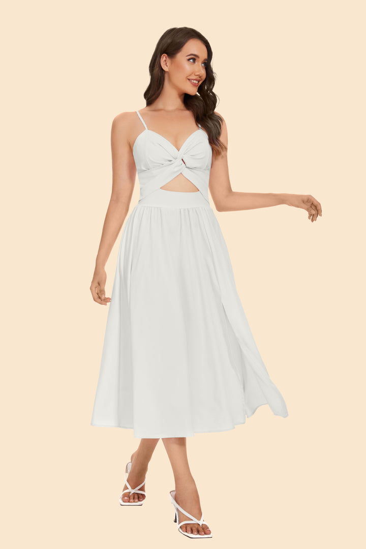 Damen Zweiteiler Ensemble mit elegantem knotenfreier Bluse und fließendem Rock mit Schlitz Drune