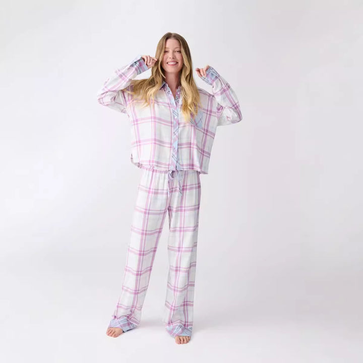 Damen Pyjama-Set mit Karomuster und luftiger Schnittführung Drune
