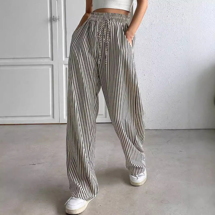 Damen lässige gestreifte Palazzo-Hosen Drune