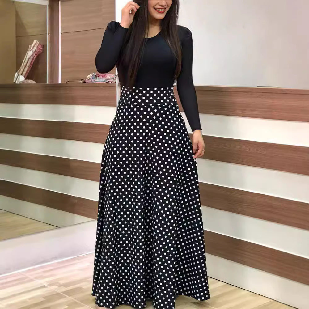 Damen Elegantes Maxikleid mit grafischem Druck und flexiblem Bund Drune