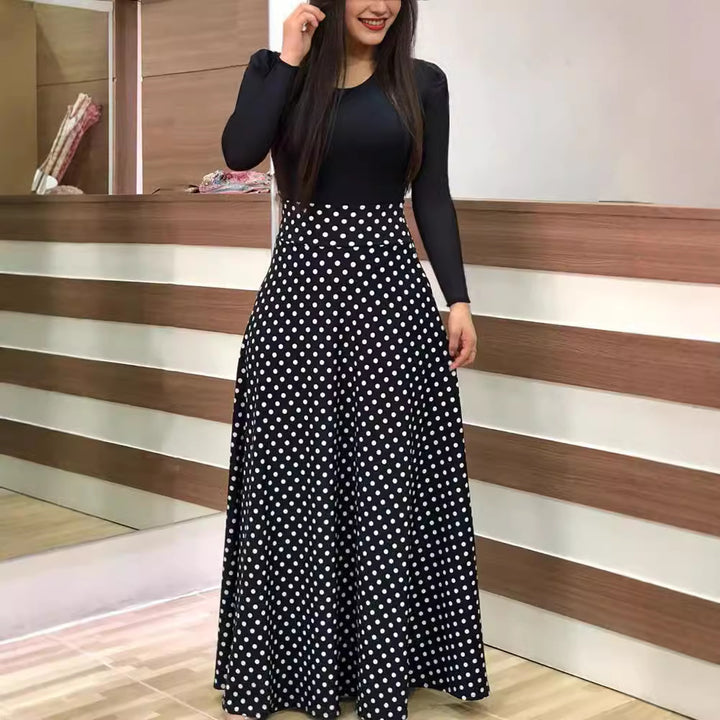 Damen Elegantes Maxikleid mit grafischem Druck und flexiblem Bund Drune