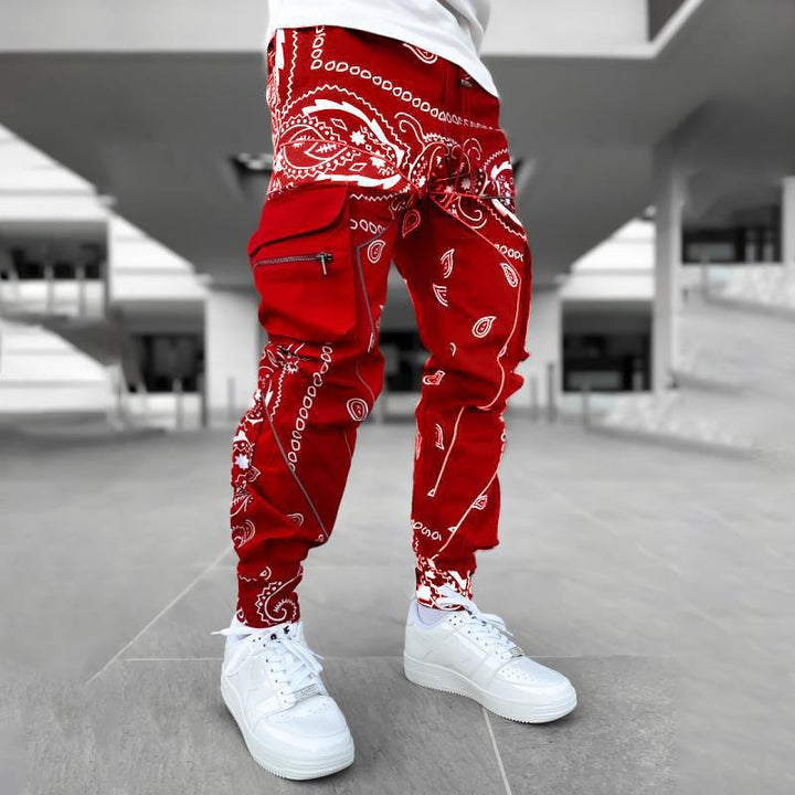 Herren nan Bandana-Cargo-Jogginghose mit Kordelzug und elastischen Bündchen Drune
