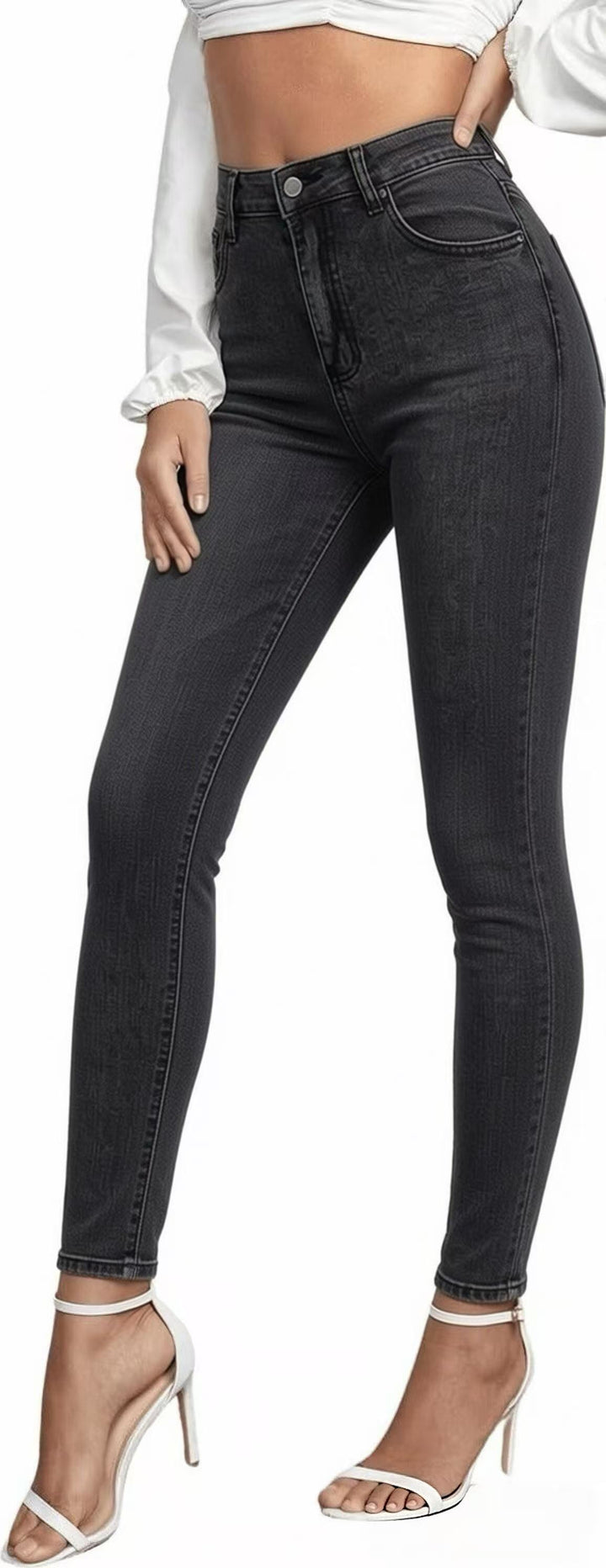 Damen nan hochgeschnittene Skinny-Jeans mit figurformendem Stretch und knöchellanger Passform Drune