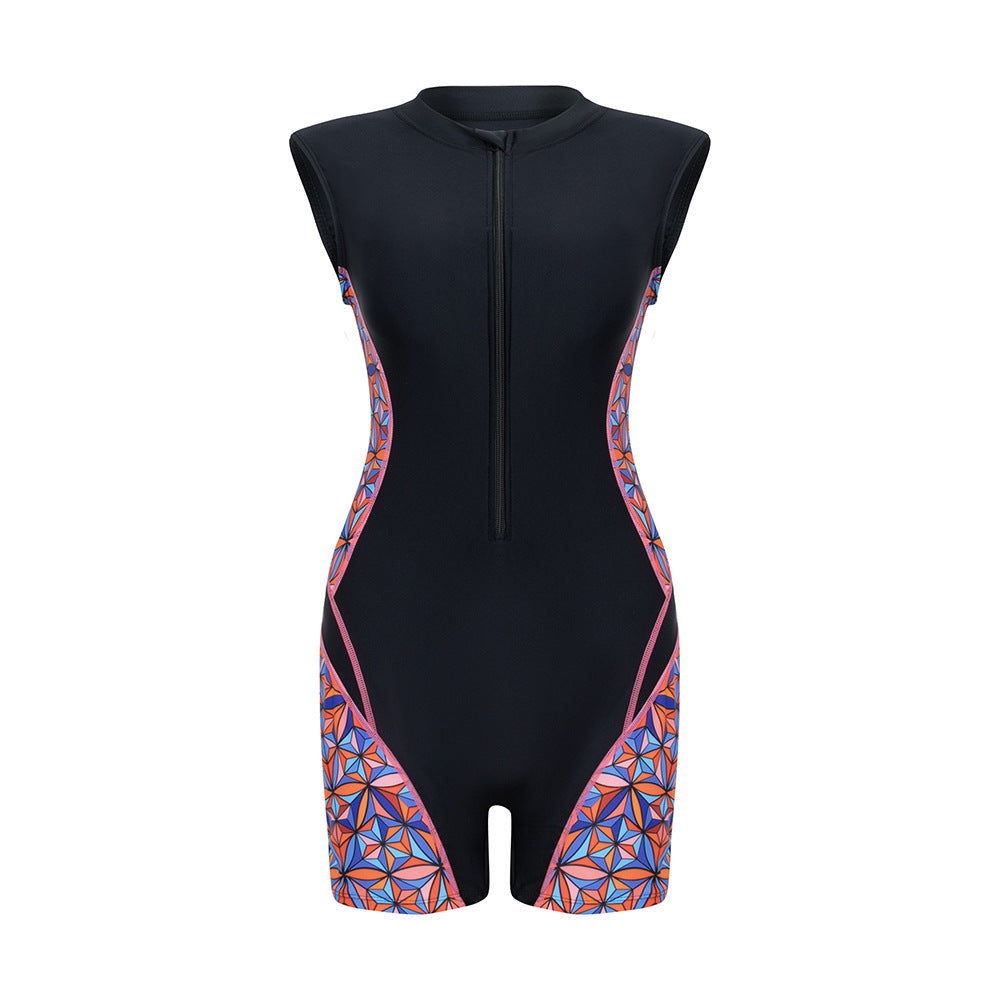 Damen Sportlicher Langarm-Schwimmanzug mit modernen grafischen Akzenten Drune